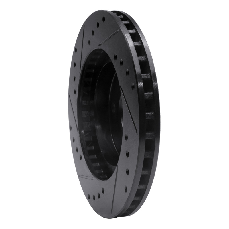 Picture of R1 89-90 Ford Thunderbird Front Right Drilled & Slotted Black Brake Rotor