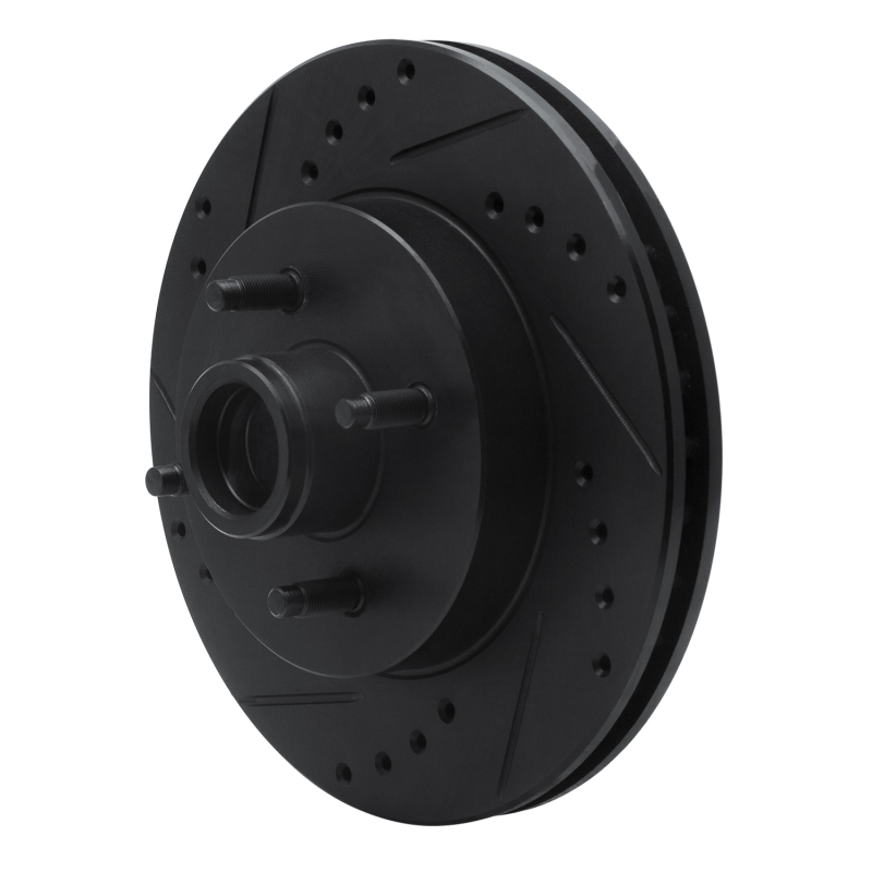 Picture of R1 87-88 Ford Thunderbird Front Left Drilled & Slotted Black Brake Rotor
