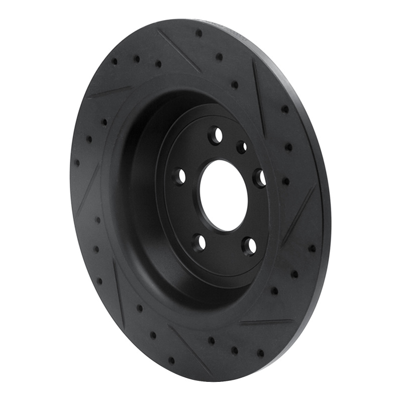 Picture of R1 13-20 Ford Escape Rear Left Drilled & Slotted Black Brake Rotor