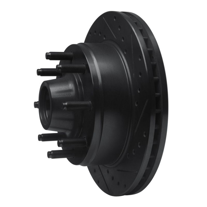 Picture of R1 80-85 Ford E-250 Econoline Club Wagon Front Right Drilled & Slotted Black Brake Rotor