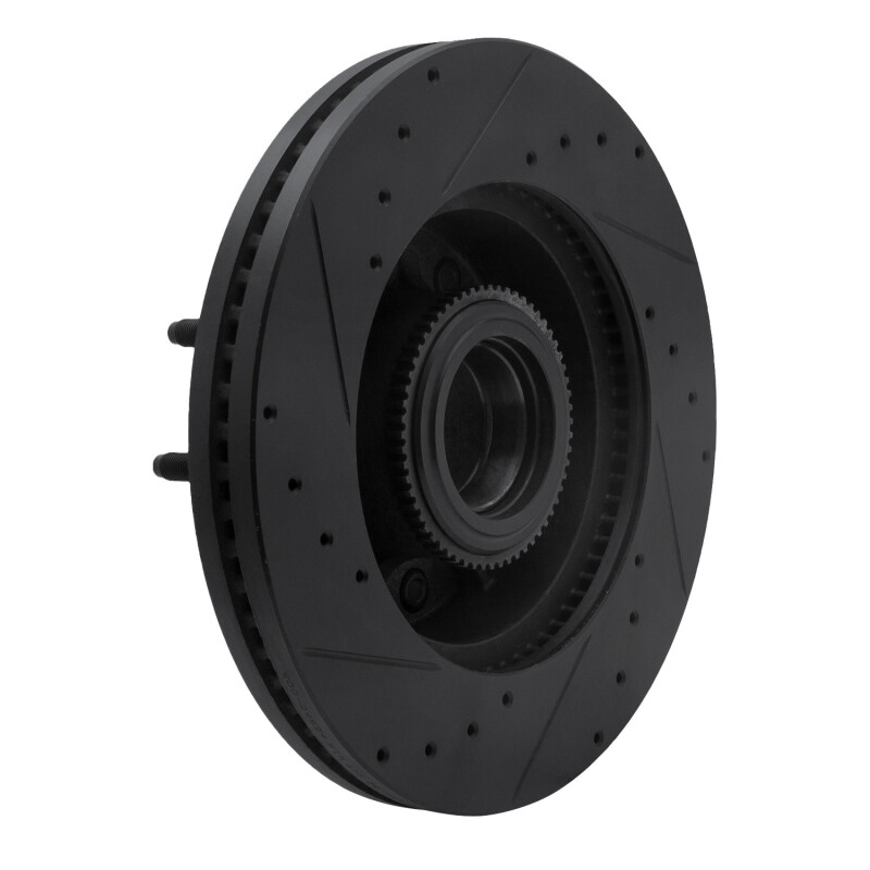 Picture of R1 11-25 Ford F-350 Super Duty 2WD Front Right Drilled & Slotted Black Brake Rotor