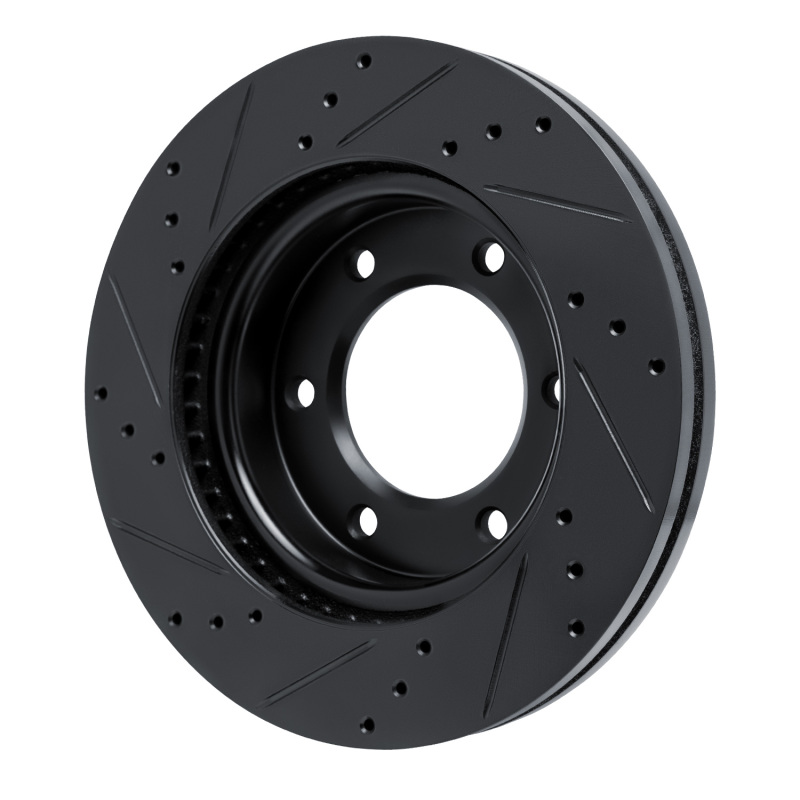 Picture of R1 19-25 Ford BRONCO Front Right Drilled & Slotted Black Brake Rotor