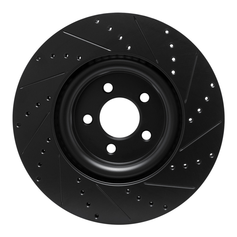 Picture of R1 20-25 Ford Police Interceptor Utility Front Left Drilled & Slotted Black Brake Rotor