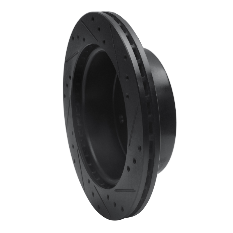 Picture of R1 19-25 Ford BRONCO Rear Left Drilled & Slotted Black Brake Rotor