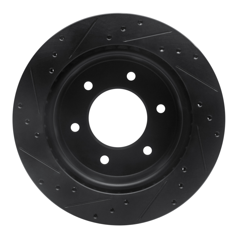 Picture of R1 19-25 Ford BRONCO Rear Right Drilled & Slotted Black Brake Rotor