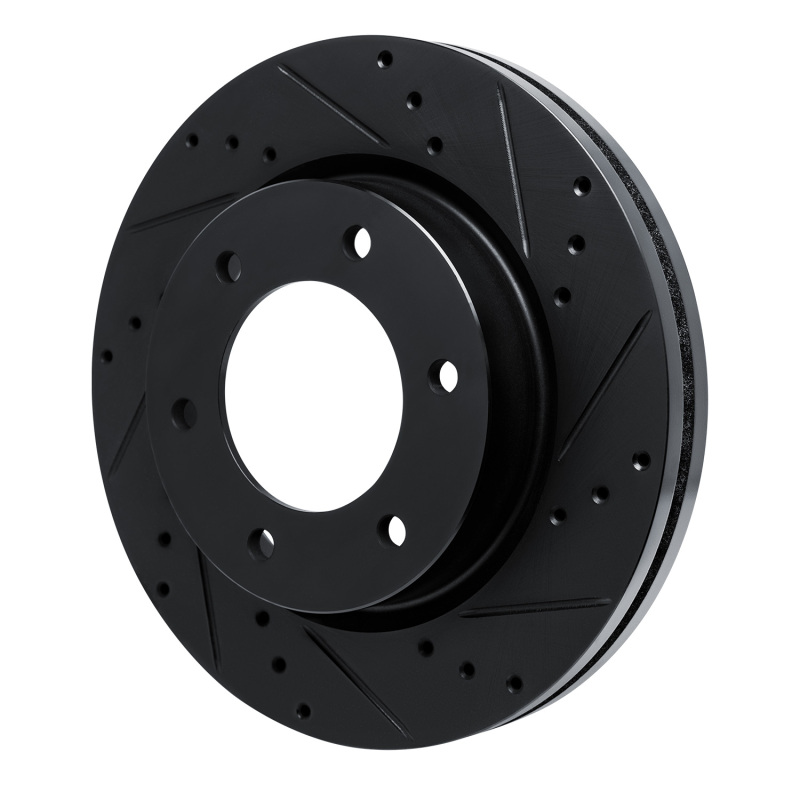 Picture of R1 19-25 Ford BRONCO Front Right Drilled & Slotted Black Brake Rotor