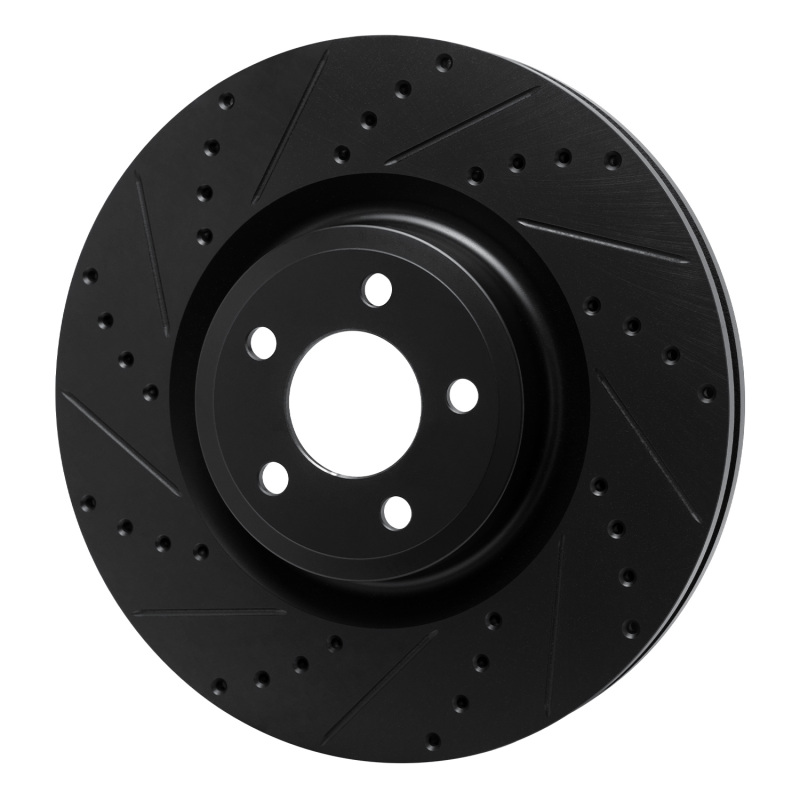 Picture of R1 20-25 Ford Police Interceptor Utility Front Left Drilled & Slotted Black Brake Rotor