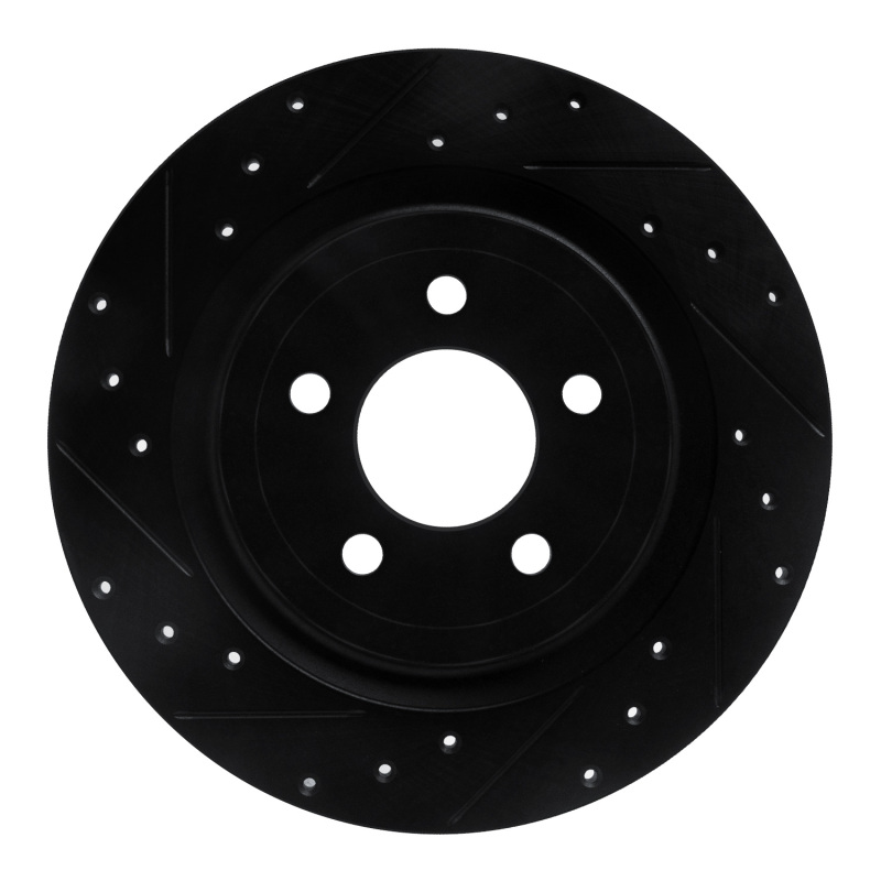 Picture of R1 20-25 Ford Mustang Rear Left Drilled & Slotted Black Brake Rotor