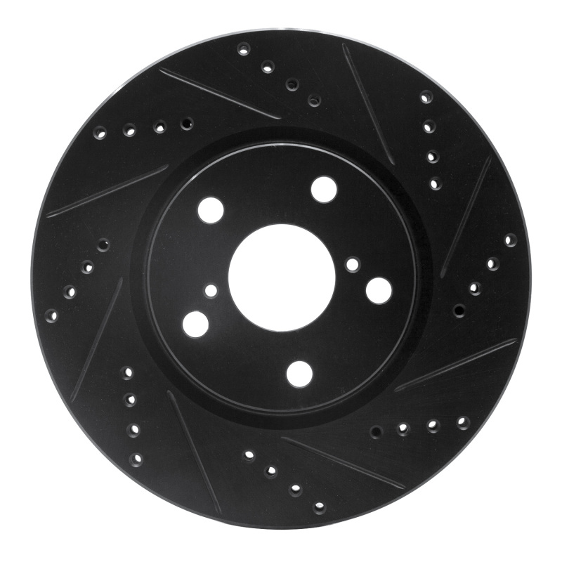 Picture of R1 20-22 Ford Mustang Left Front Drilled & Slotted Black Brake Rotor