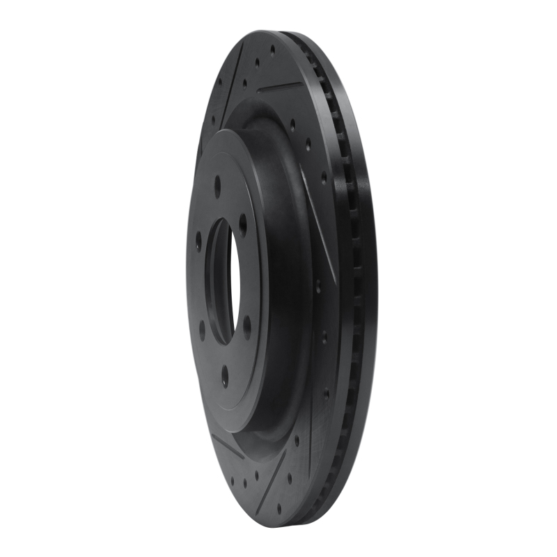 Picture of R1 21-25 Ford F-150 4WD Rear Left Drilled & Slotted Black Brake Rotor