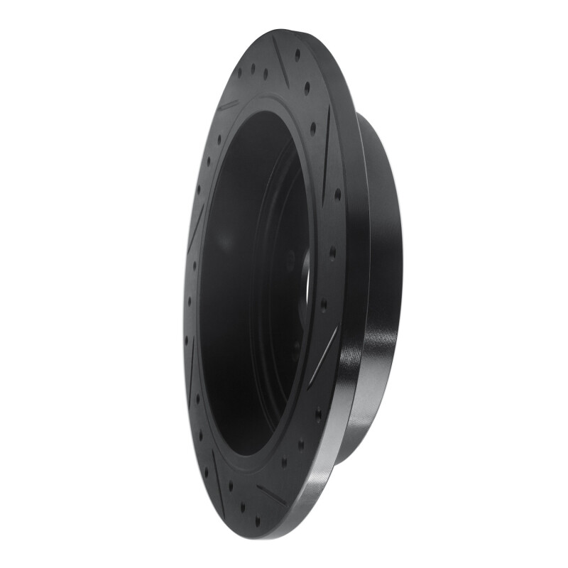 Picture of R1 03-11 Lincoln Town Car Rear Left Drilled & Slotted Black Brake Rotor