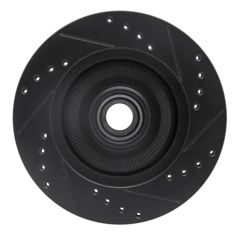 Picture of R1 84-87 Lincoln CONTINENTAL Front Left Drilled & Slotted Black Brake Rotor