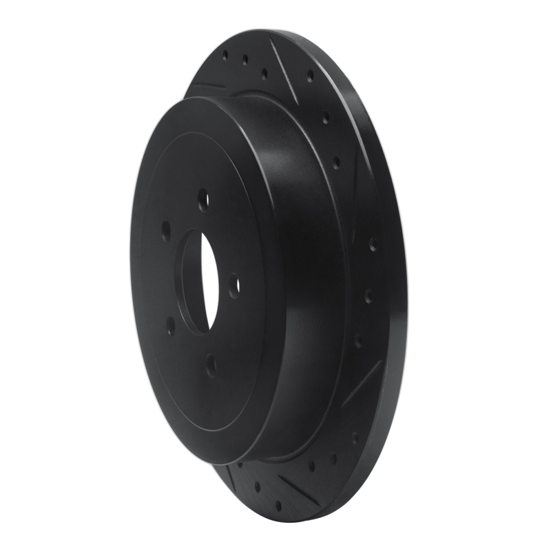 Picture of R1 03-11 Lincoln Town Car Rear Right Drilled & Slotted Black Brake Rotor