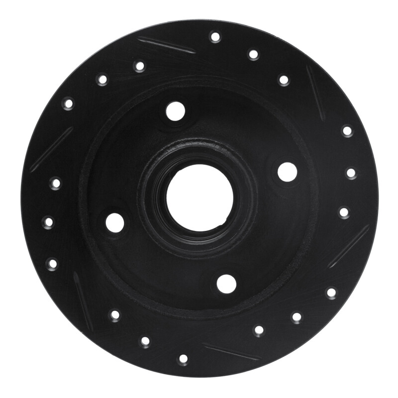 Picture of R1 87-94 Mazda 323 Rear Left Drilled & Slotted Black Brake Rotor