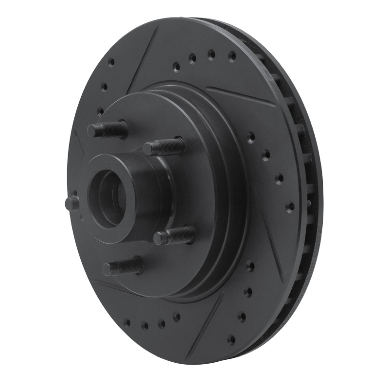 Picture of R1 84-87 Lincoln CONTINENTAL Front Left Drilled & Slotted Black Brake Rotor