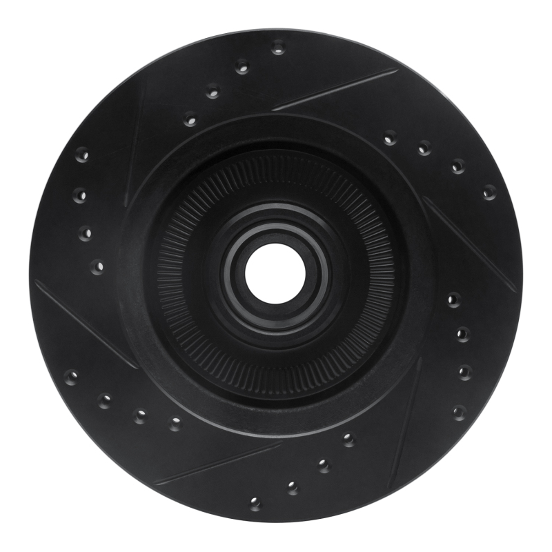 Picture of R1 84-87 Lincoln CONTINENTAL Front Right Drilled & Slotted Black Brake Rotor