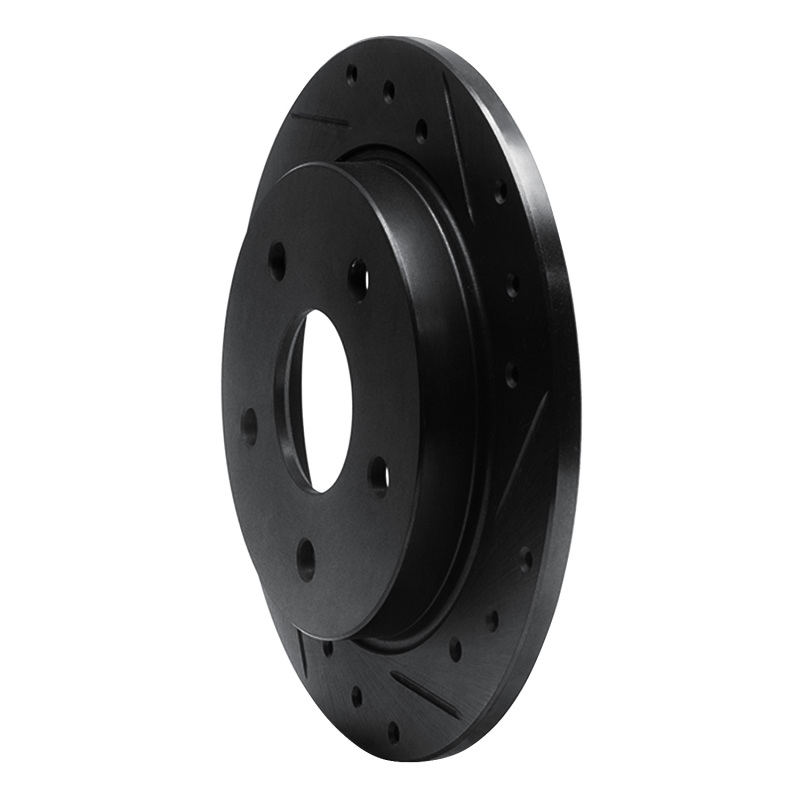 Picture of R1 88-89 Merkur SCORPIO Rear Right Drilled & Slotted Black Brake Rotor