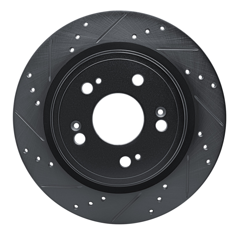 Picture of R1 14-20 Acura RLX Rear Left Drilled & Slotted Black Brake Rotor