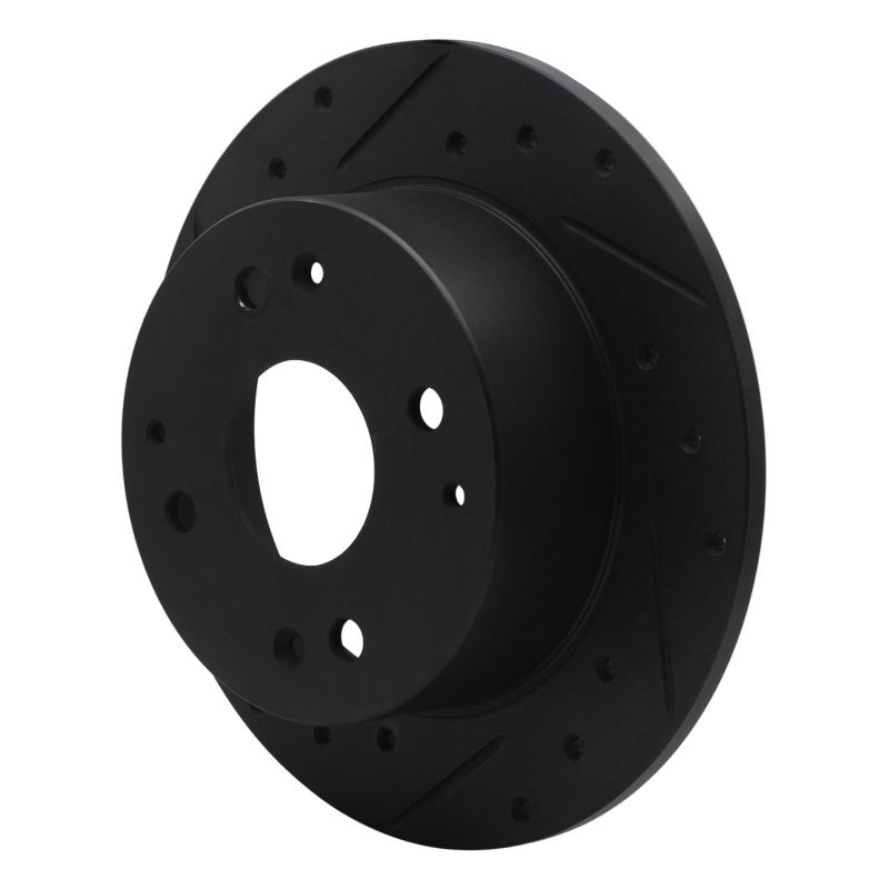 Picture of R1 95-98 Acura TL Rear Left Drilled & Slotted Black Brake Rotor