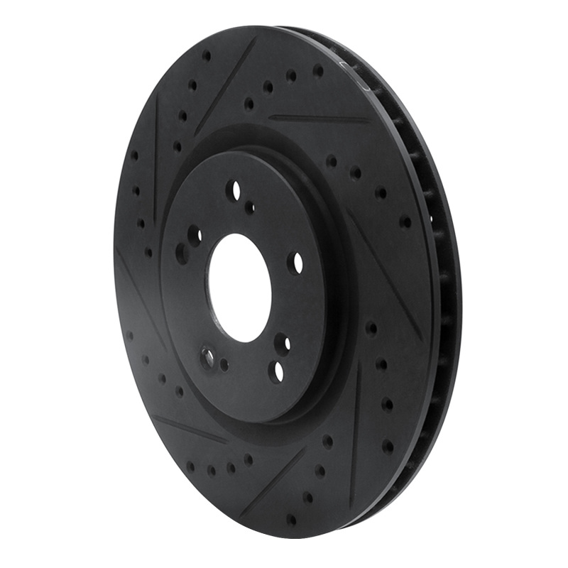 Picture of R1 97-05 Acura NSX Rear Left Drilled & Slotted Black Brake Rotor