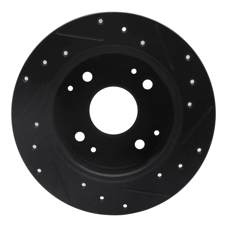 Picture of R1 95-98 Acura TL Rear Left Drilled & Slotted Black Brake Rotor