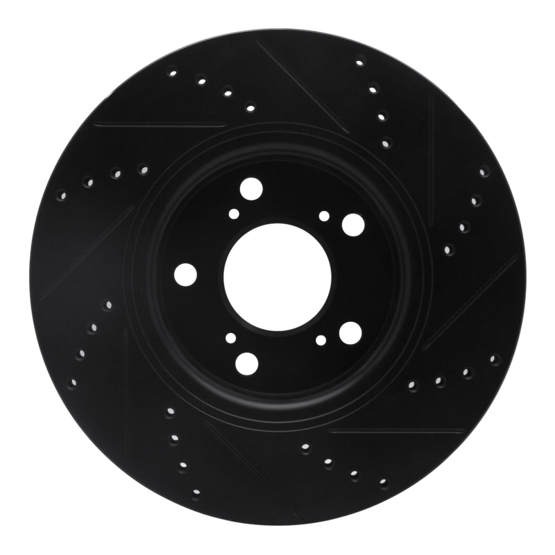 Picture of R1 14-20 Acura RLX Front Left Drilled & Slotted Black Brake Rotor