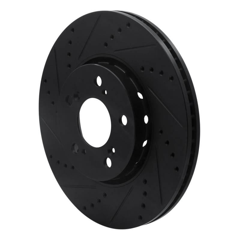Picture of R1 14-20 Acura RLX Front Left Drilled & Slotted Black Brake Rotor