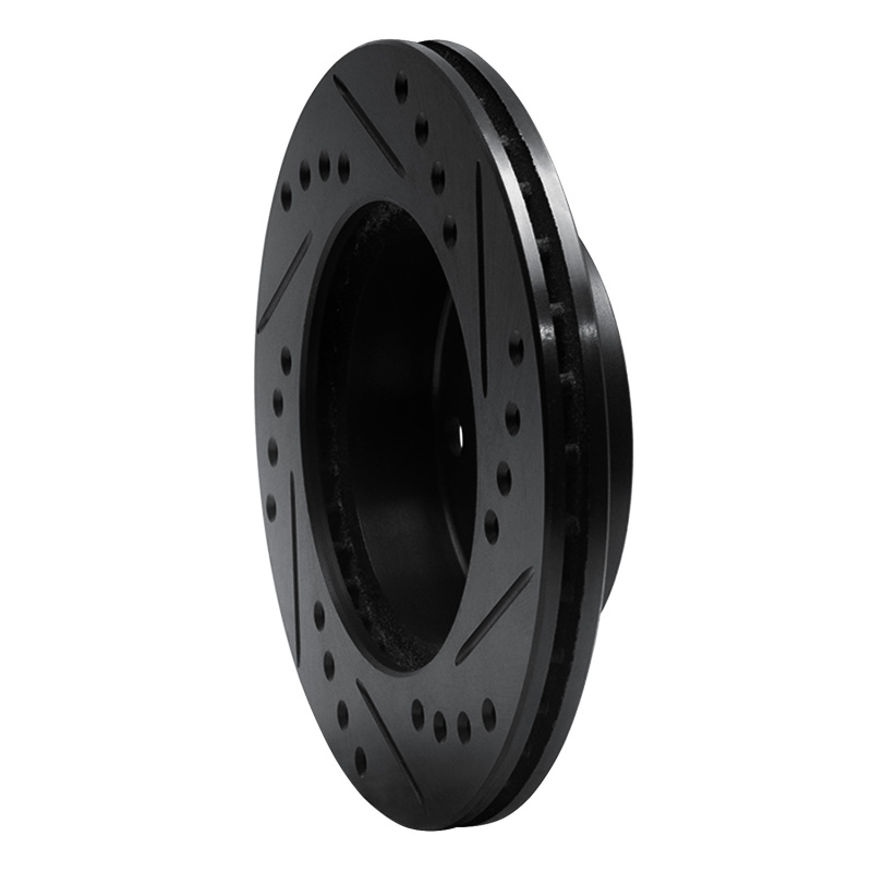 Picture of R1 82-83 Honda Accord Hatchback Front Left Drilled & Slotted Black Brake Rotor