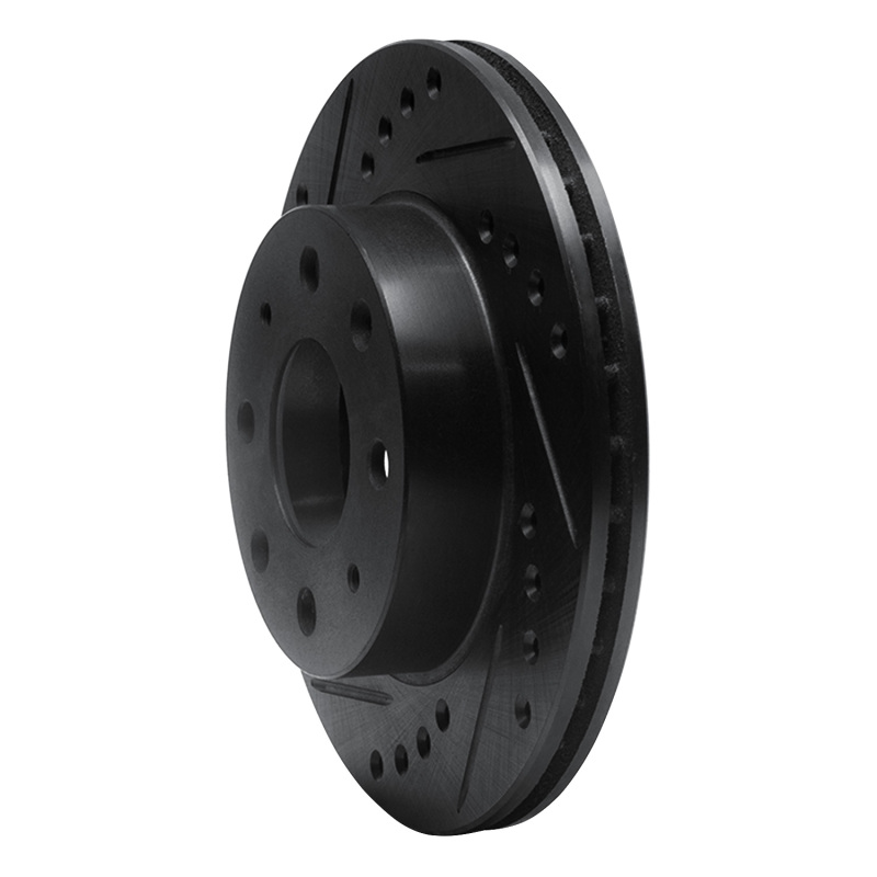Picture of R1 82-83 Honda Accord Hatchback Front Left Drilled & Slotted Black Brake Rotor