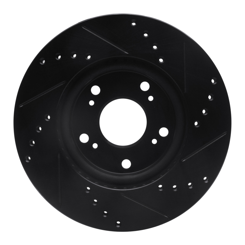 Picture of R1 03-17 Acura ILX Front Left Drilled & Slotted Black Brake Rotor