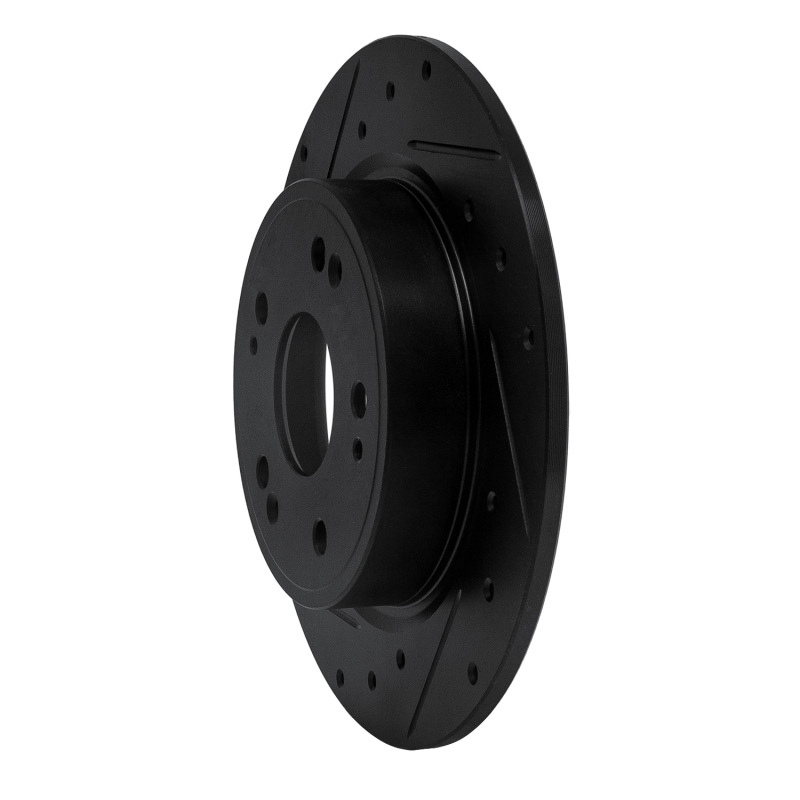 Picture of R1 16-16 Honda CR-Z Rear Left Drilled & Slotted Black Brake Rotor