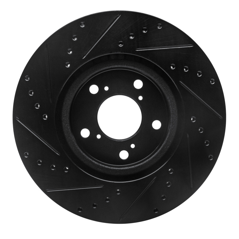 Picture of R1 09-14 Acura TL Front Right Drilled & Slotted Black Brake Rotor