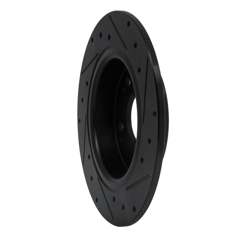 Picture of R1 16-16 Honda CR-Z Rear Left Drilled & Slotted Black Brake Rotor