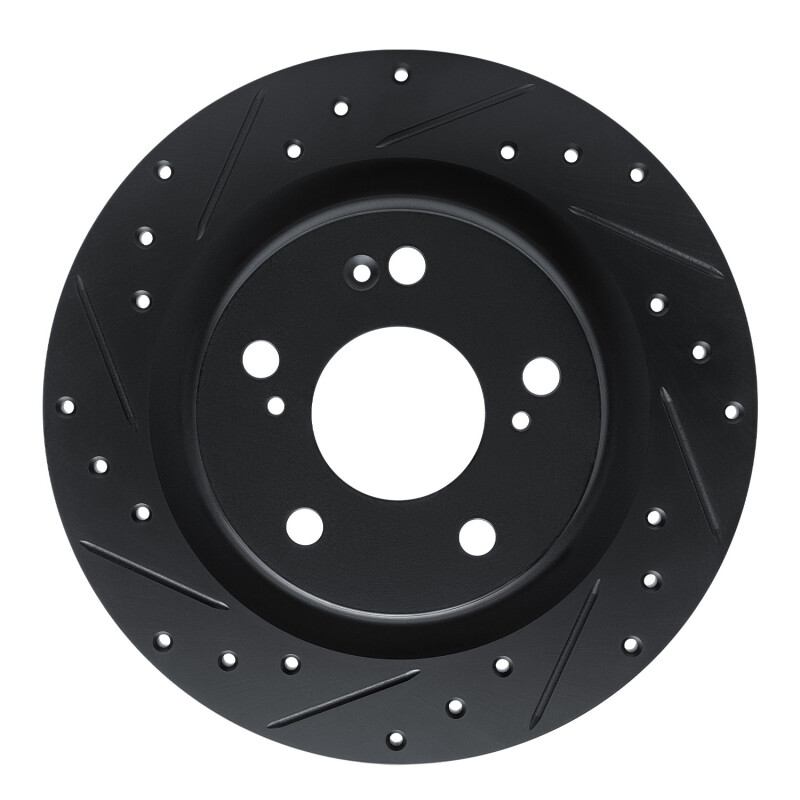 Picture of R1 17-25 Acura Integra Rear Left Drilled & Slotted Black Brake Rotor