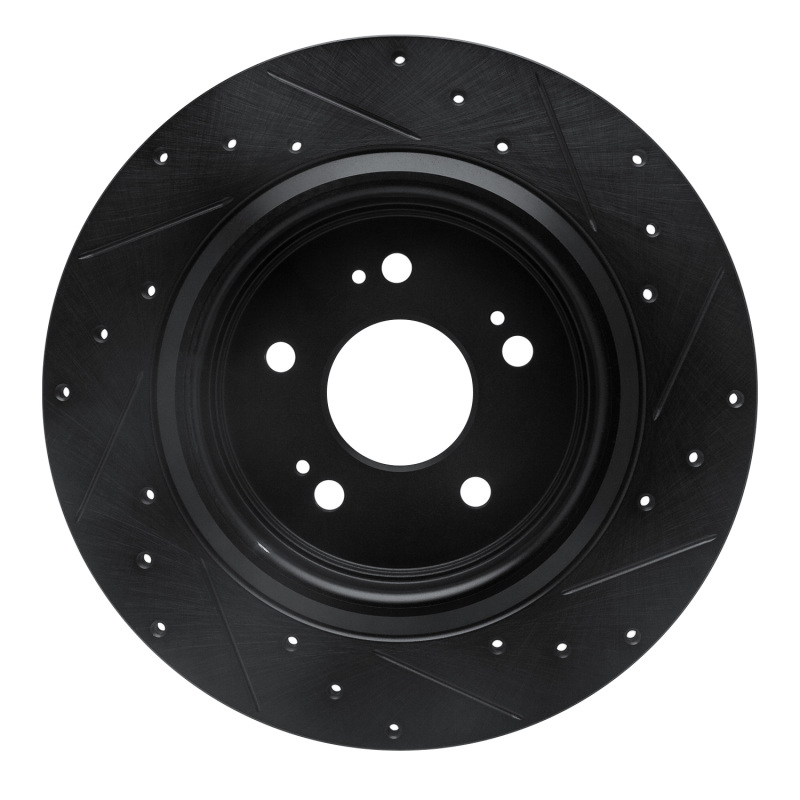 Picture of R1 18-25 Honda Odyssey Rear Left Drilled & Slotted Black Brake Rotor