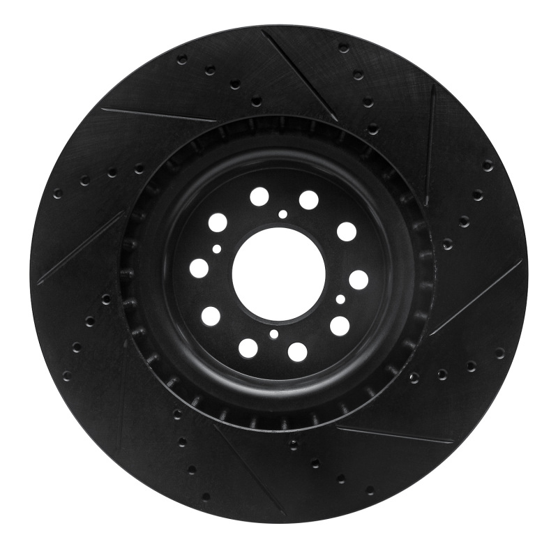 Picture of R1 17-25 Acura Integra Front Left Drilled & Slotted Black Brake Rotor