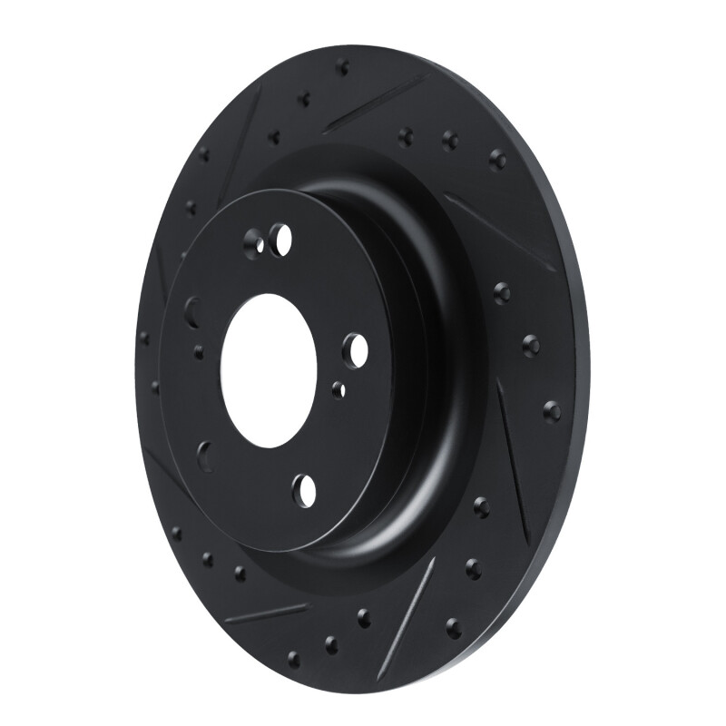 Picture of R1 17-25 Acura Integra Rear Left Drilled & Slotted Black Brake Rotor