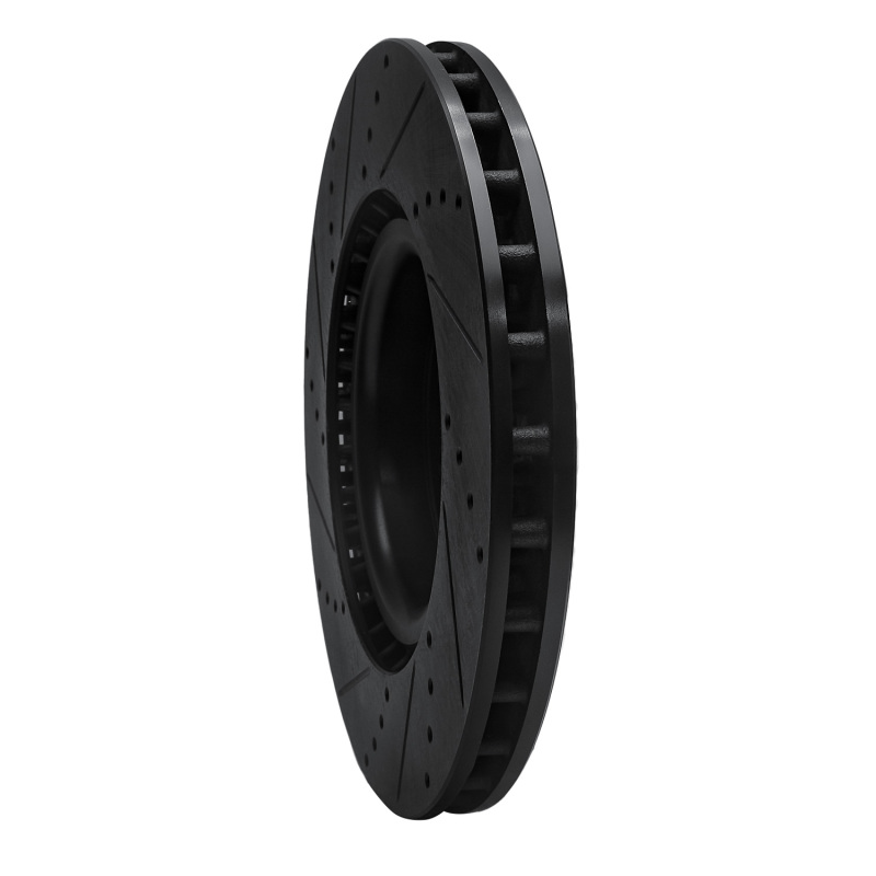 Picture of R1 17-25 Acura Integra Front Right Drilled & Slotted Black Brake Rotor