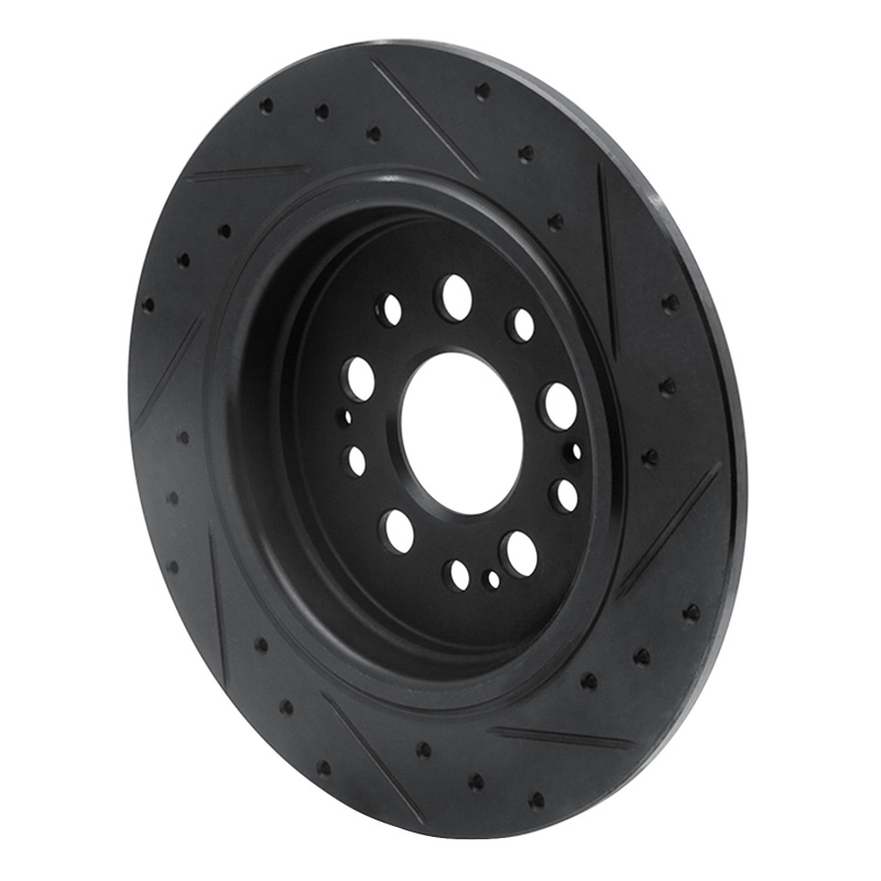 Picture of R1 17-25 Acura RDX Rear Left Drilled & Slotted Black Brake Rotor
