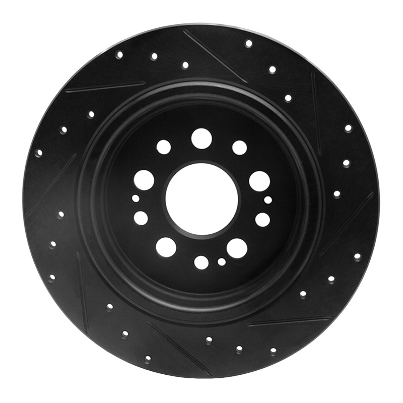 Picture of R1 17-25 Acura RDX Rear Left Drilled & Slotted Black Brake Rotor