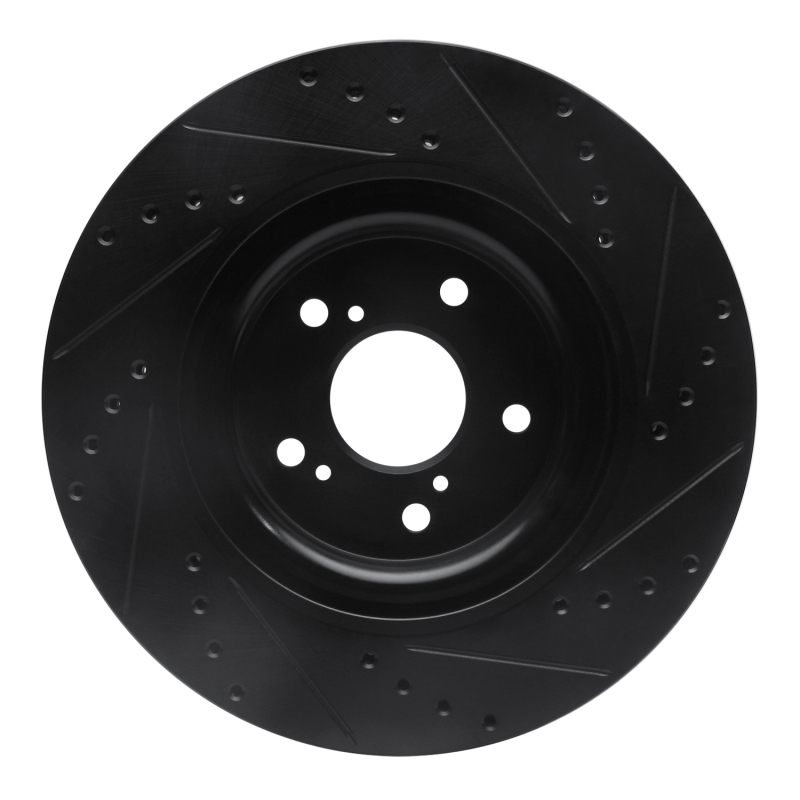 Picture of R1 20-22 Honda CR-V Front Left Drilled & Slotted Black Brake Rotor