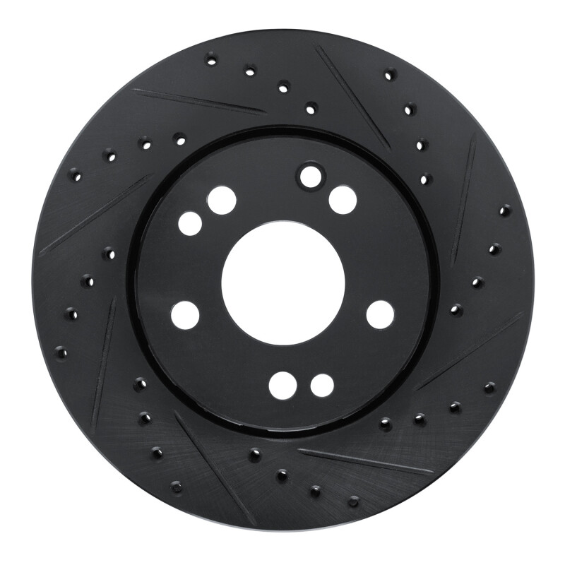Picture of R1 90-92 Mercedes-Benz 300E Front Right Drilled & Slotted Black Brake Rotor