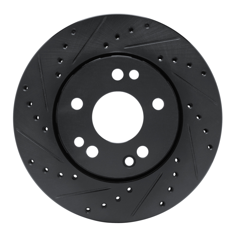 Picture of R1 90-92 Mercedes-Benz 300TE Front Left Drilled & Slotted Black Brake Rotor