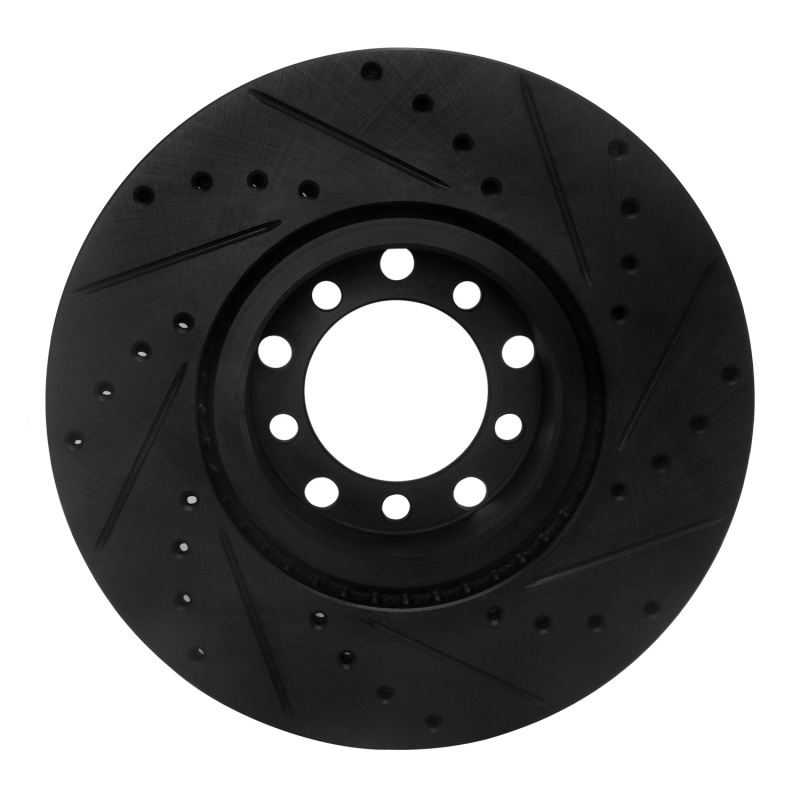 Picture of R1 82-85 Mercedes-Benz 380SEC Front Left Drilled & Slotted Black Brake Rotor