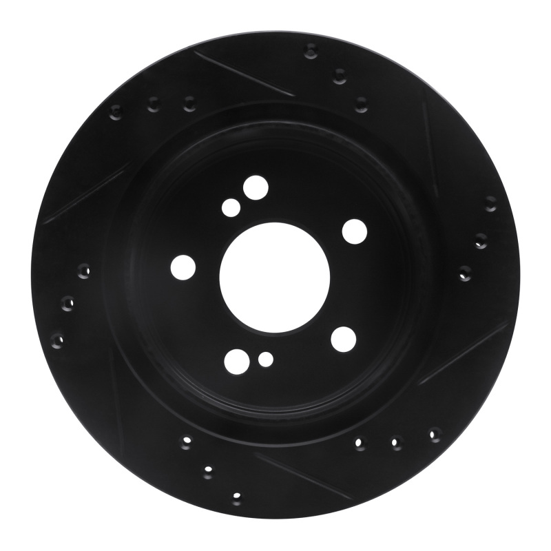 Picture of R1 92-95 Mercedes-Benz E420 Rear Left Drilled & Slotted Black Brake Rotor