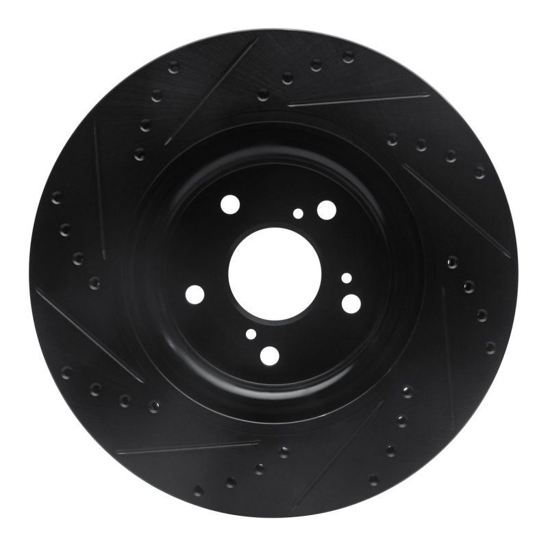 Picture of R1 20-22 Honda CR-V Front Right Drilled & Slotted Black Brake Rotor