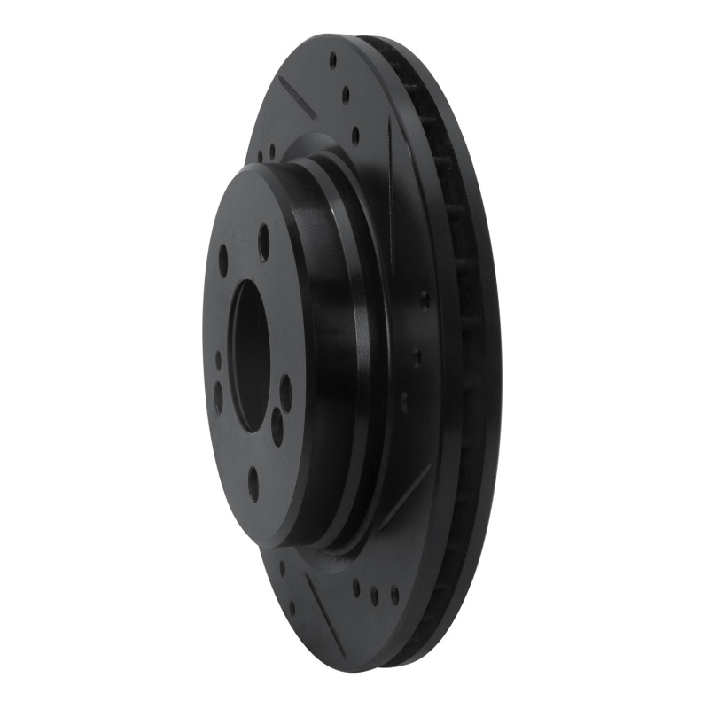 Picture of R1 92-95 Mercedes-Benz E420 Rear Right Drilled & Slotted Black Brake Rotor