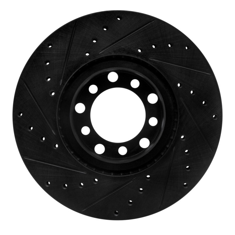 Picture of R1 82-85 Mercedes-Benz 500SEC Front Right Drilled & Slotted Black Brake Rotor