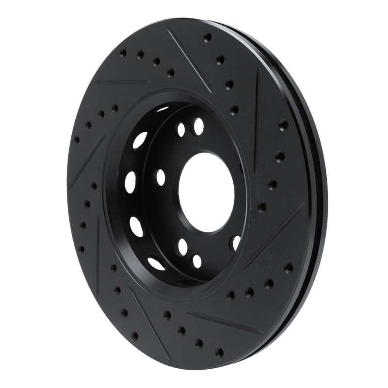Picture of R1 90-92 Mercedes-Benz 300TE Front Left Drilled & Slotted Black Brake Rotor