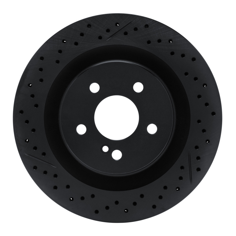 Picture of R1 08-15 Mercedes-Benz C63 AMG Rear Drilled & Slotted Black Brake Rotor